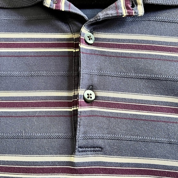 Tiger Woods Collection Polo Shirt Purple Burgundy Striped Nike Dry Fit Size L - Picture 5 of 10